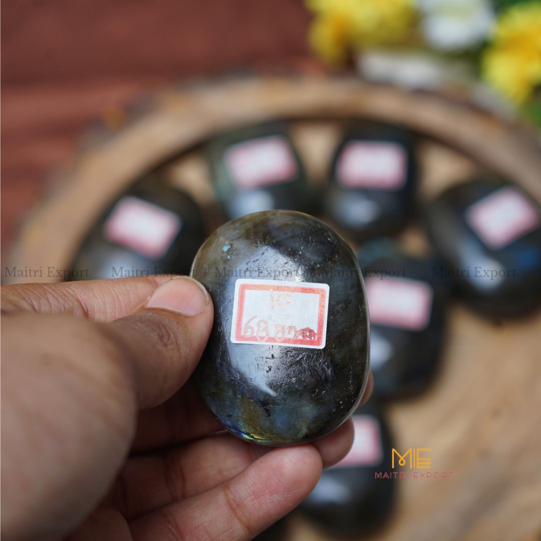 Natural Labradorite crystal palmstone for meditation and healing.-Maitri Export | Crystals Store