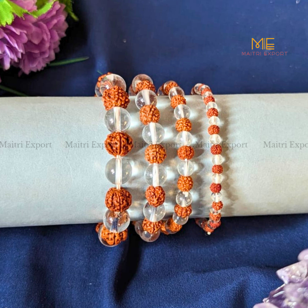 Clear Quartz and Rudraksha Bracelet-Maitri Export | Crystals Store