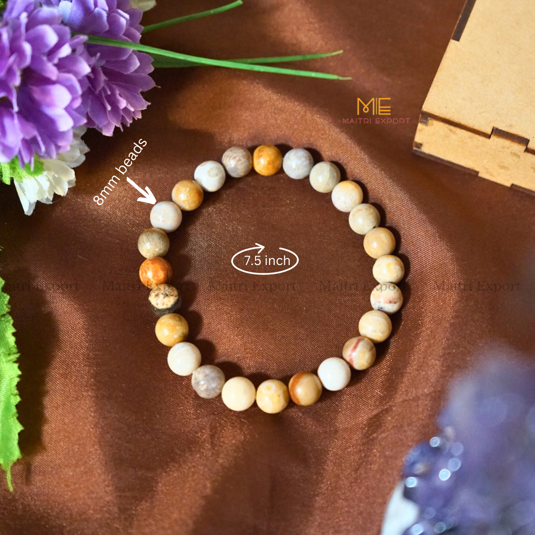 Coral Fossil 8mm Natural Crystal Healing Bracelet-Maitri Export | Crystals Store