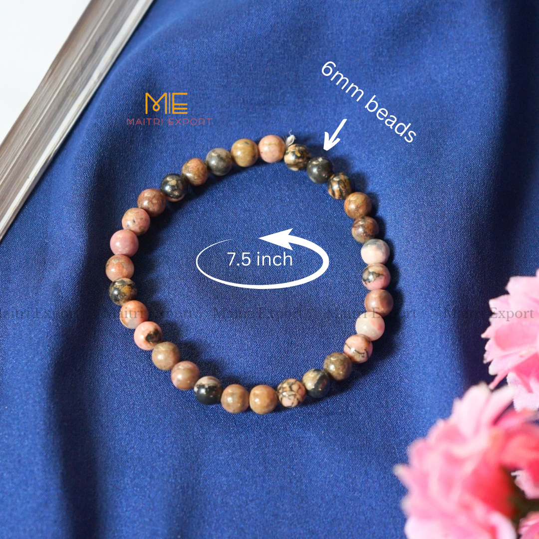 Rhodonite Natural Crystal Healing Bracelet-Maitri Export | Crystals Store