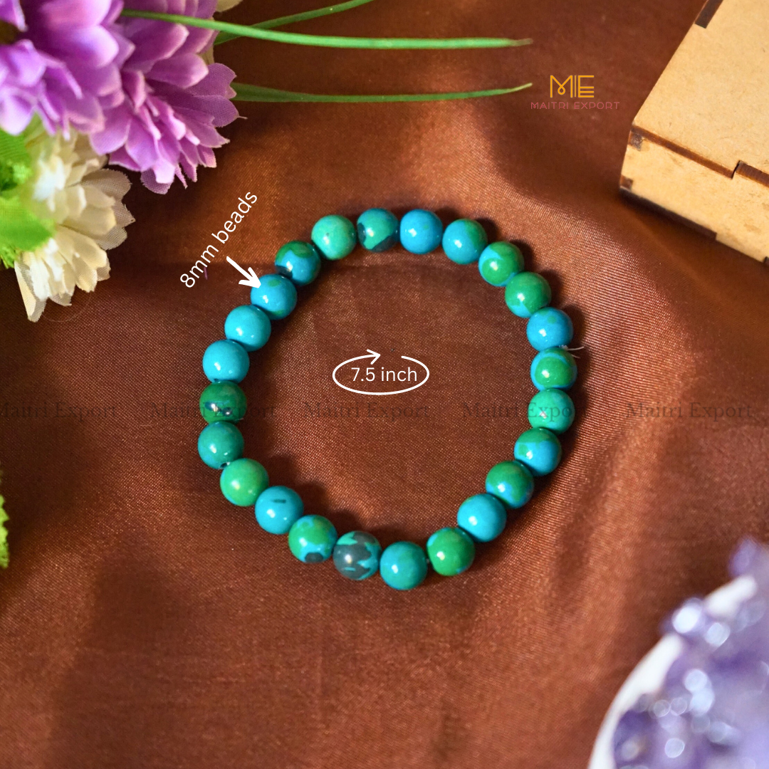 Chrysocolla ( dyed ) 8mm Crystal Healing Bracelet-Maitri Export | Crystals Store