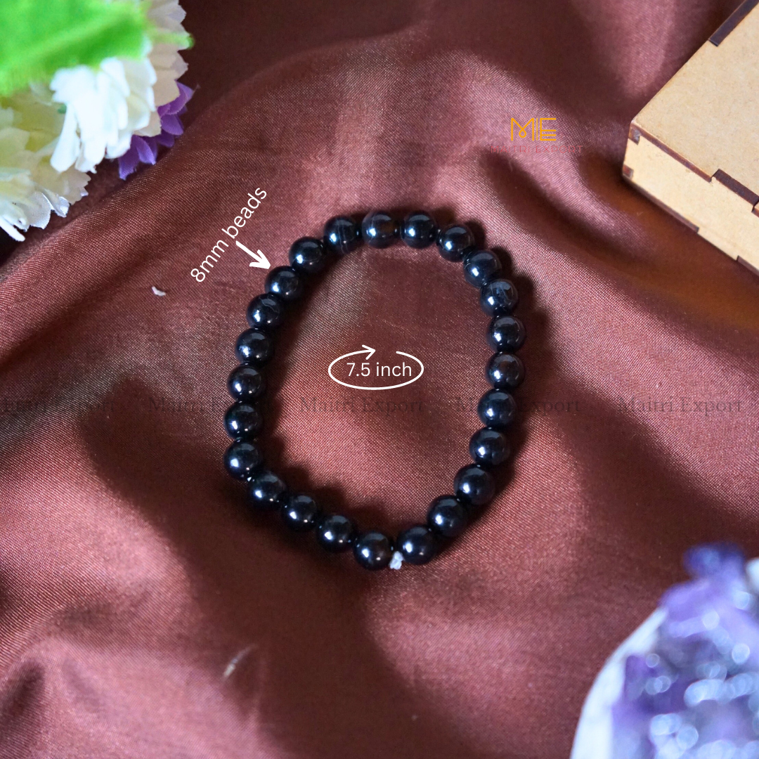 Black Obsidian 8mm Natural Crystal Healing Bracelet-Maitri Export | Crystals Store