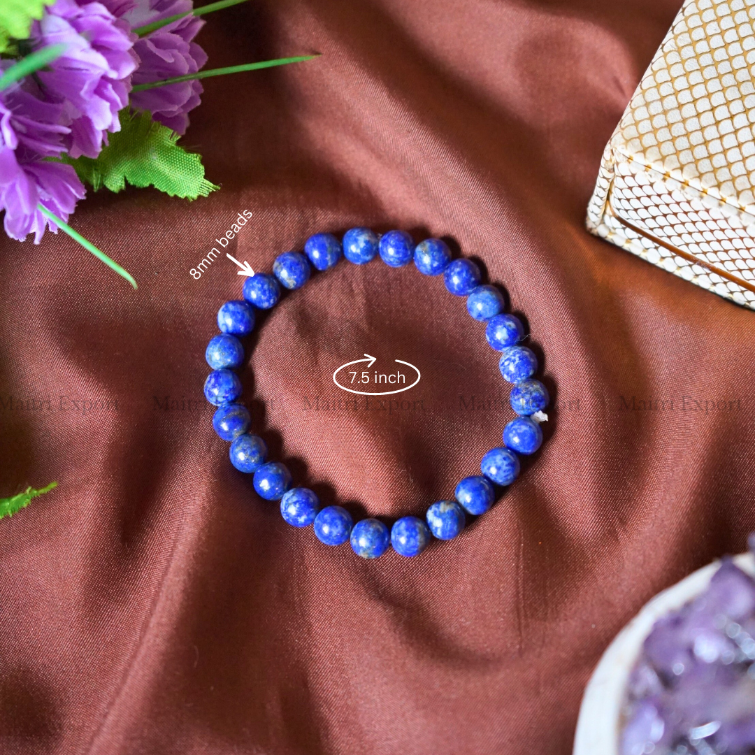 Lapis Lazuli 8mm Natural Crystal Healing Bracelet ( High Quality )-Maitri Export | Crystals Store