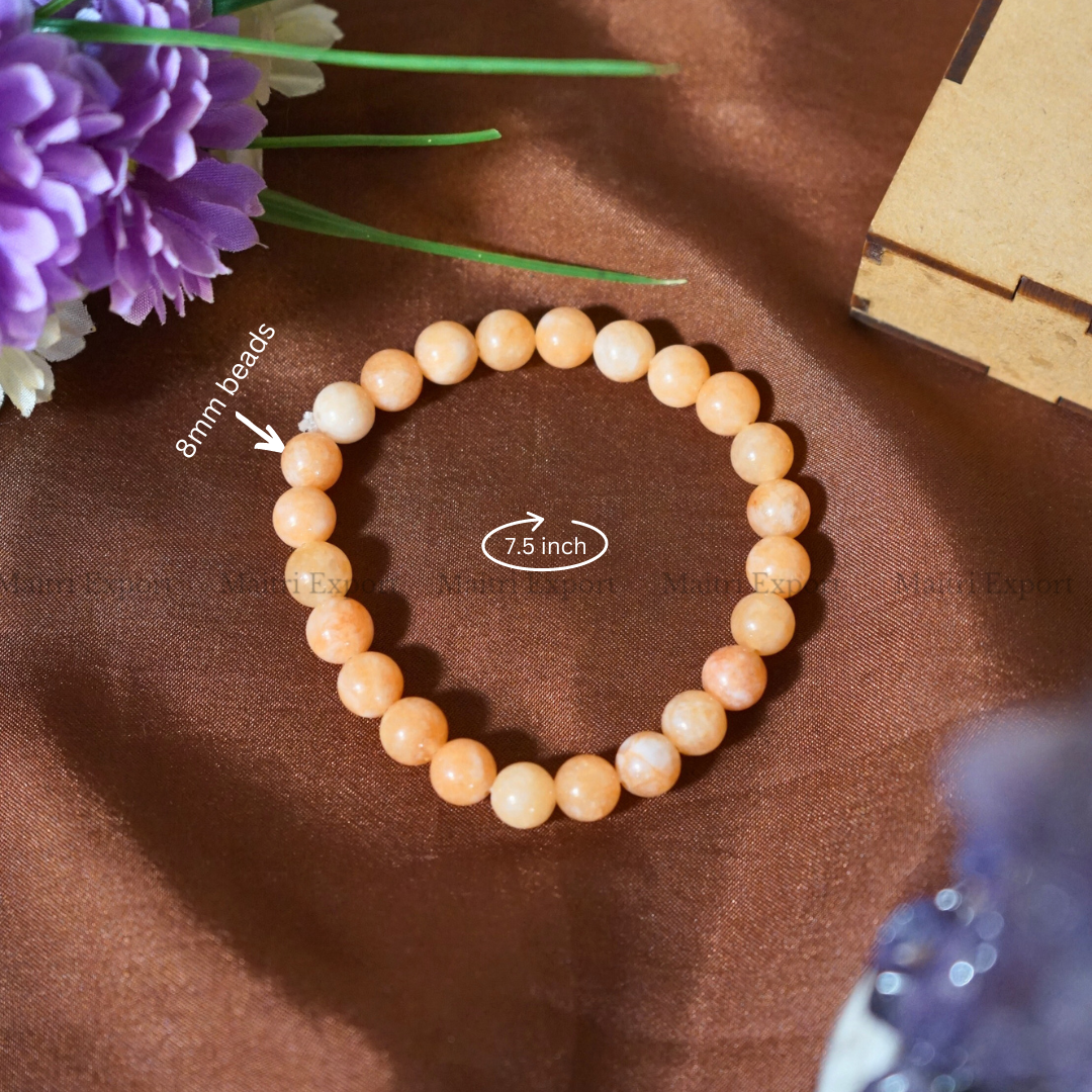 Orange Calcite 8mm Natural Crystal Healing Bracelet-Maitri Export | Crystals Store