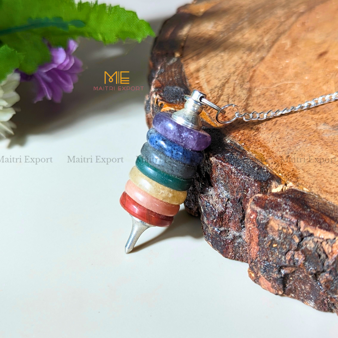 7 Chakra Donut Shaped Crystal Pendulum-Maitri Export | Crystals Store