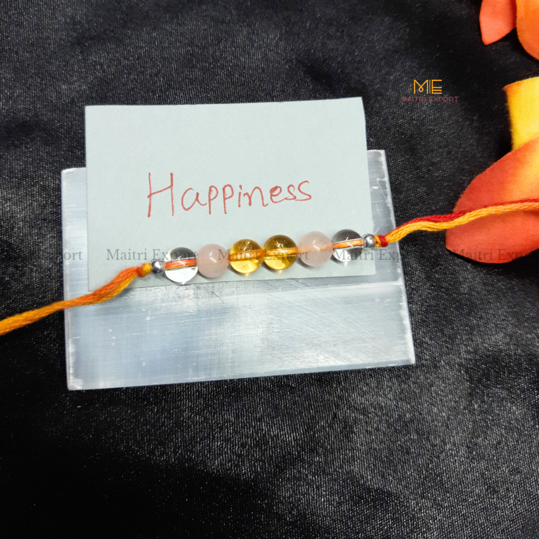 Natural crystal stone purposed rakhi-Happiness-simple-Maitri Export | Crystals Store