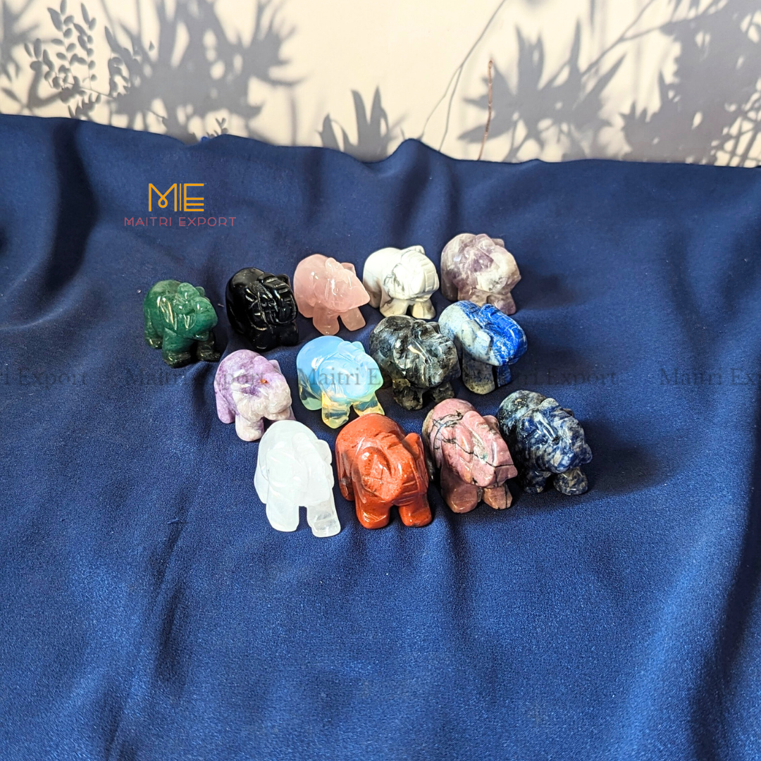 1.5 Inch Elephant Natural Crystal Handcrafted Figurine / Carving-Maitri Export | Crystals Store