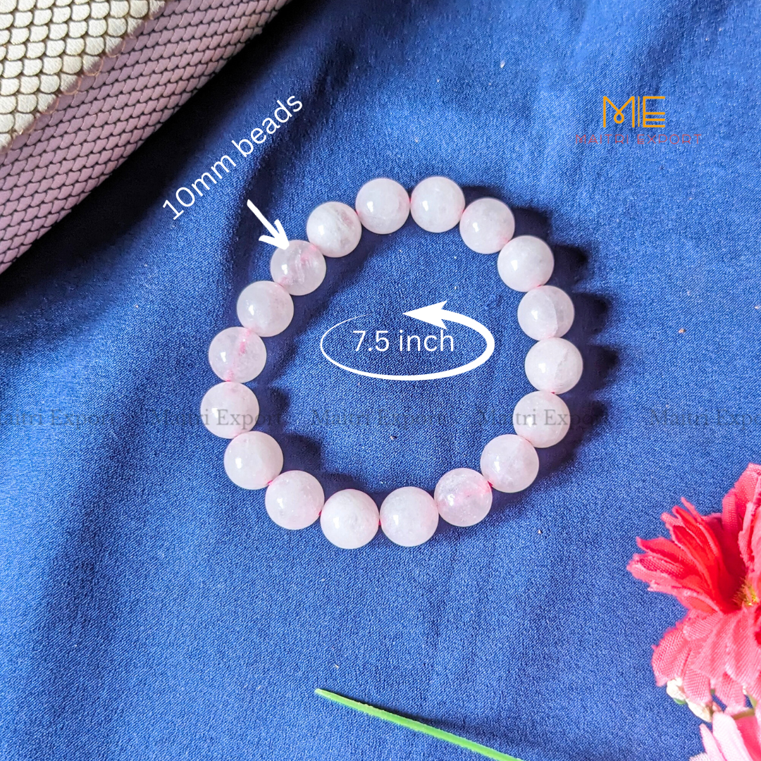 Rose Quartz Natural Crystal Healing Bracelet-10mm-Maitri Export | Crystals Store