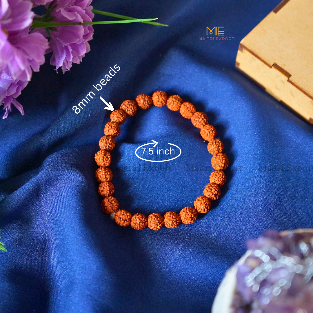 5 Mukhi Rudraksha 8mm bead Bracelet-Maitri Export | Crystals Store