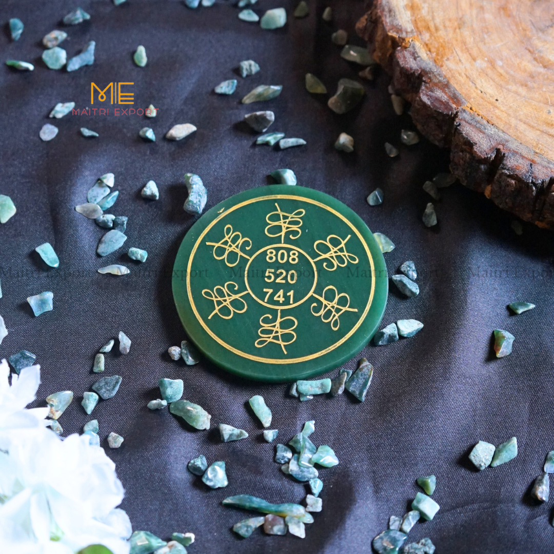 Green Jade with Zibu Symbol Plate-Maitri Export | Crystals Store