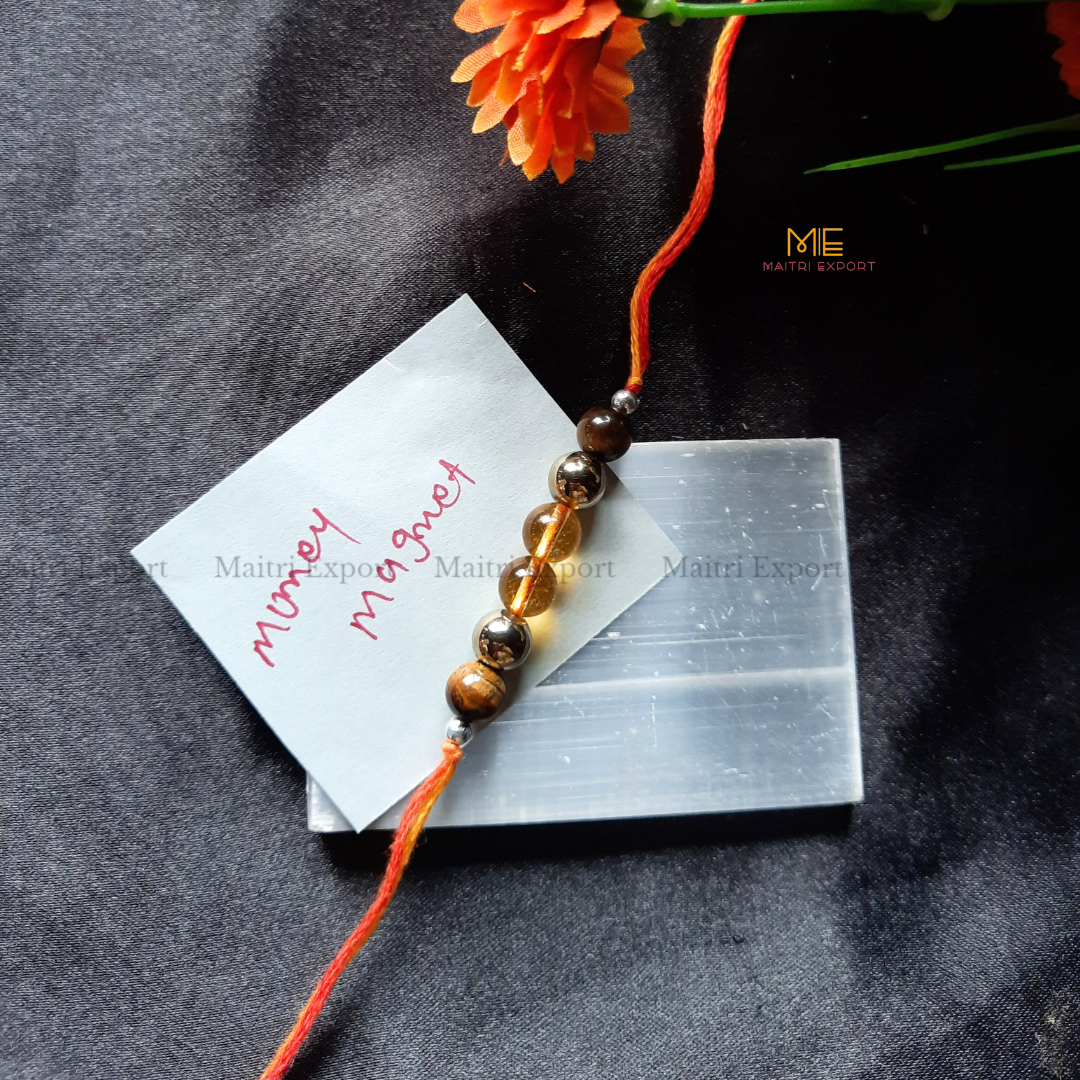 Natural crystal stone purposed rakhi-Money Megnet-simple-Maitri Export | Crystals Store