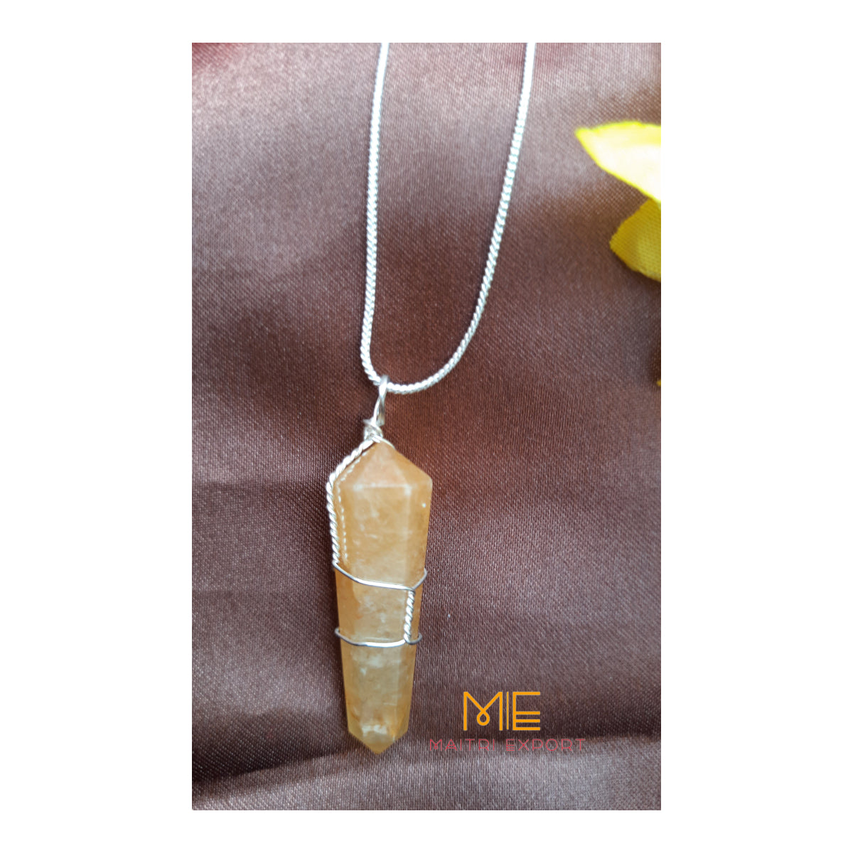 Natural crystal stone double point wrapped pendant-Maitri Export | Crystals Store