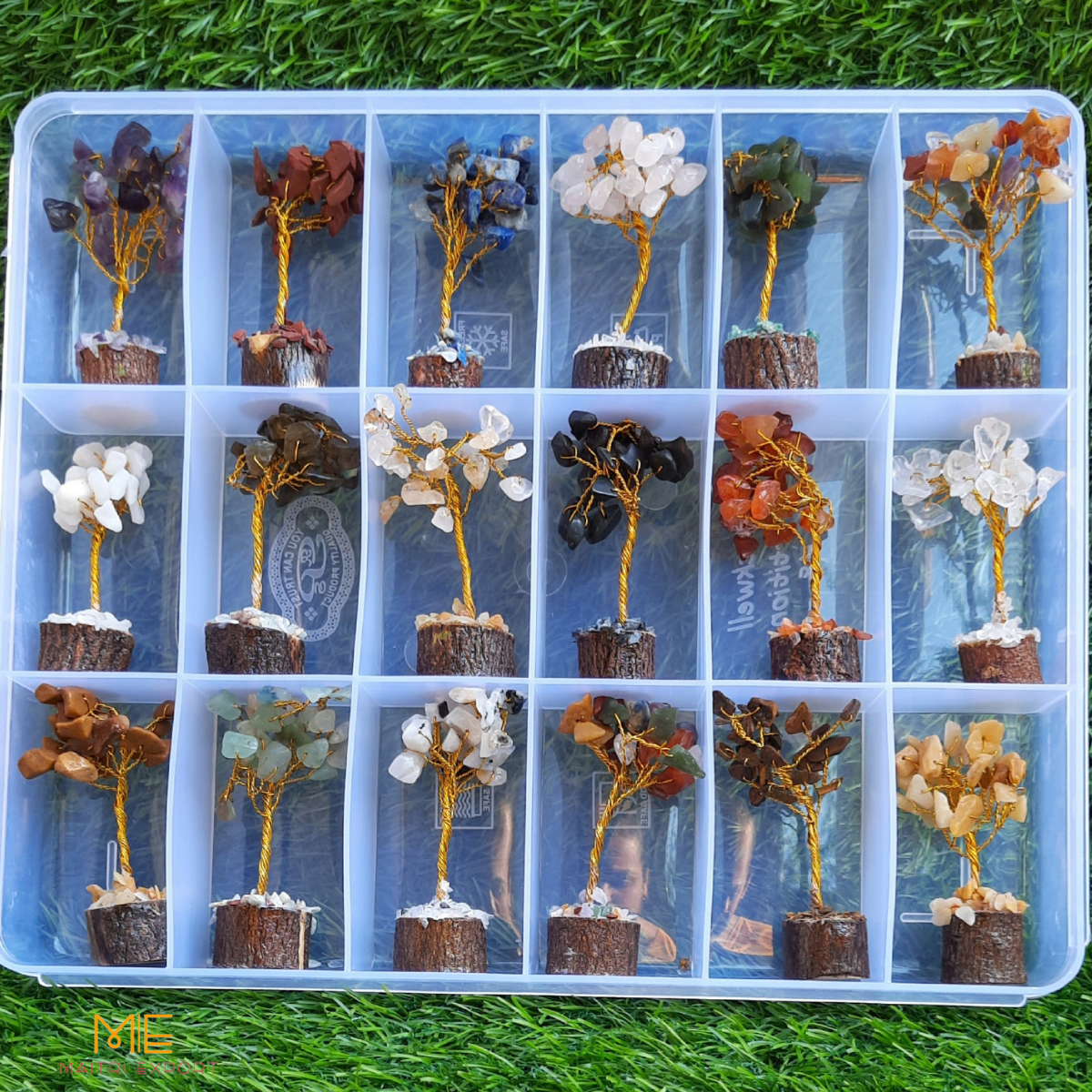 Natural different mini crystal tree box of 18 different stones ( 25 beads each )-Maitri Export | Crystals Store