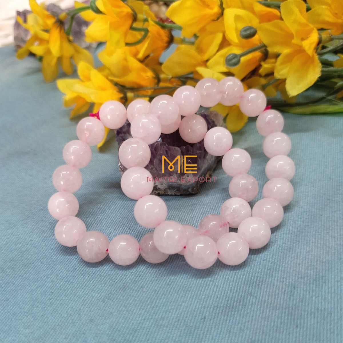 Rose Quartz Natural Crystal Healing Bracelet-Maitri Export | Crystals Store
