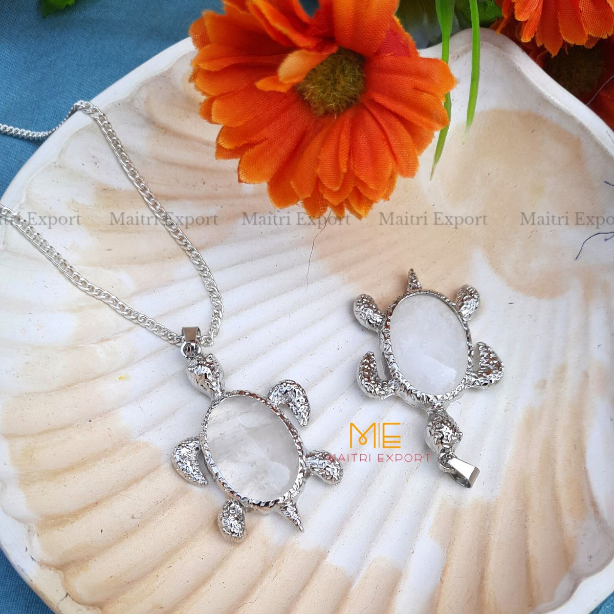 Natural crystal stone tortoise shaped pendant-Maitri Export | Crystals Store