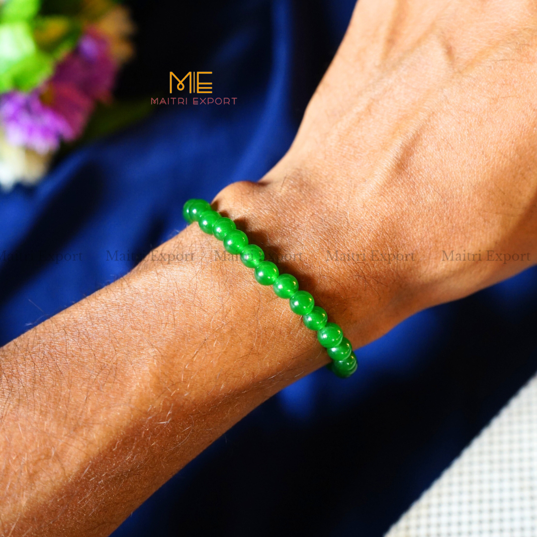 Green Jade Natural Crystal Healing Bracelet-Maitri Export | Crystals Store