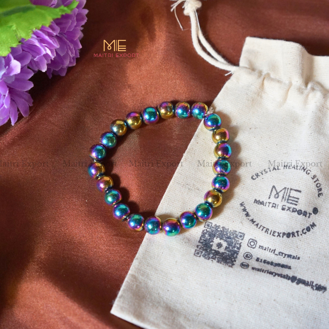 Titanium Aura Quartz 8mm Crystal Healing Bracelet-Maitri Export | Crystals Store