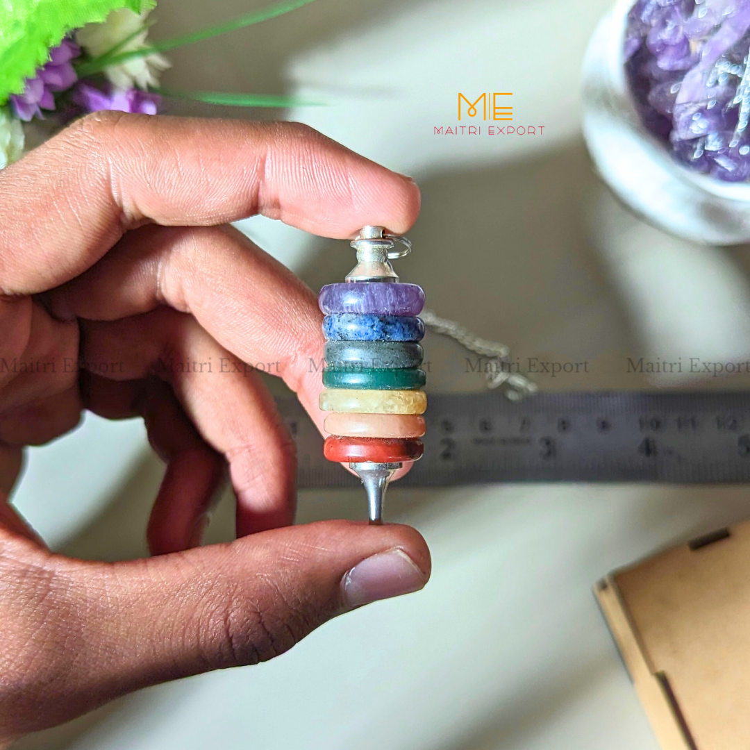 7 Chakra Donut Shaped Crystal Pendulum-Maitri Export | Crystals Store