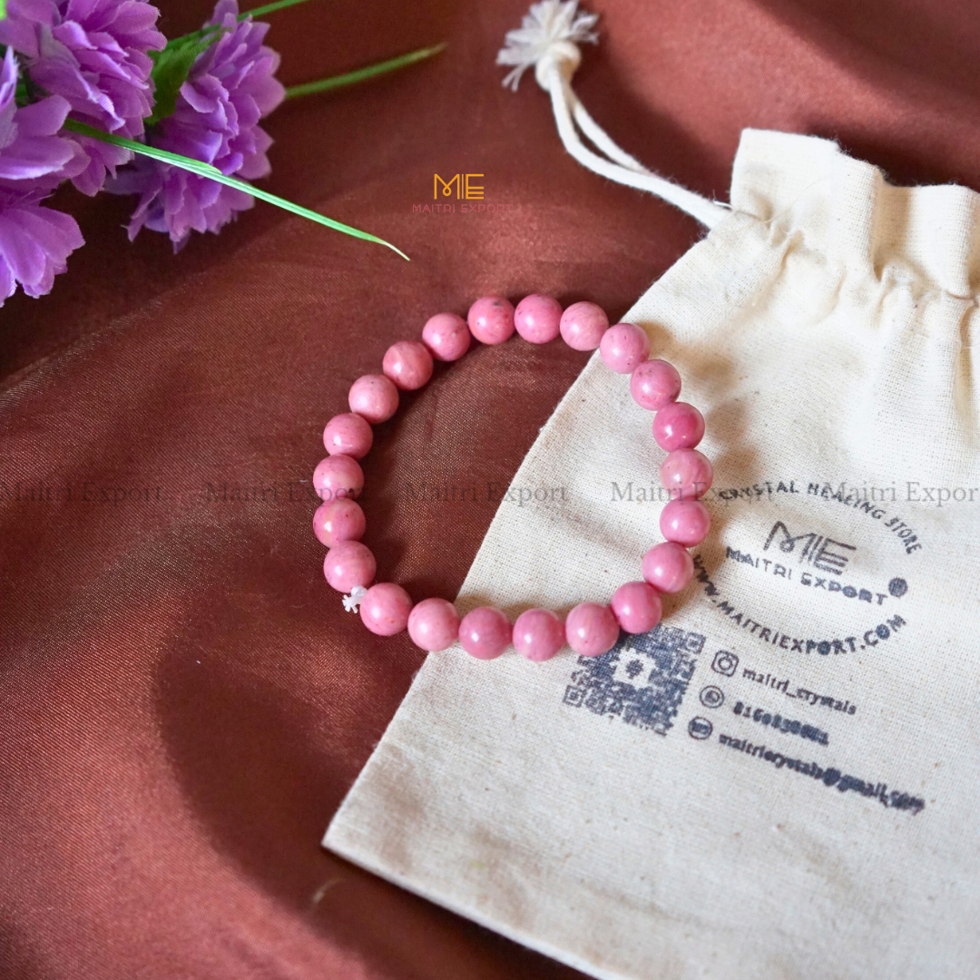 Thulite 8mm Natural Crystal Healing Bracelet-Maitri Export | Crystals Store