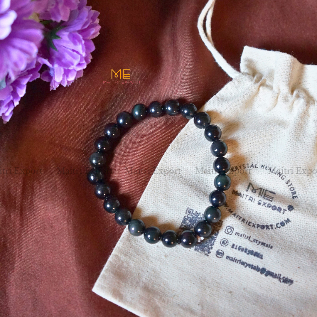 Rainbow Obsidian Natural Crystal Healing Bracelet-Maitri Export | Crystals Store