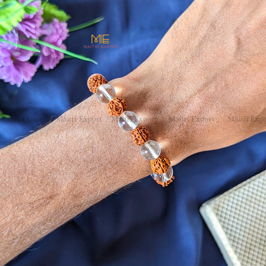 Clear Quartz and Rudraksha Bracelet-Maitri Export | Crystals Store