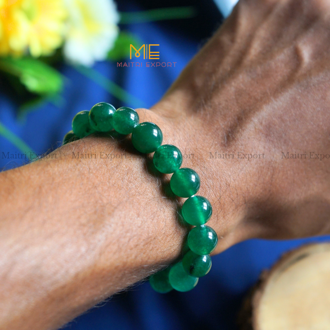 Green Jade Natural Crystal Healing Bracelet-Maitri Export | Crystals Store