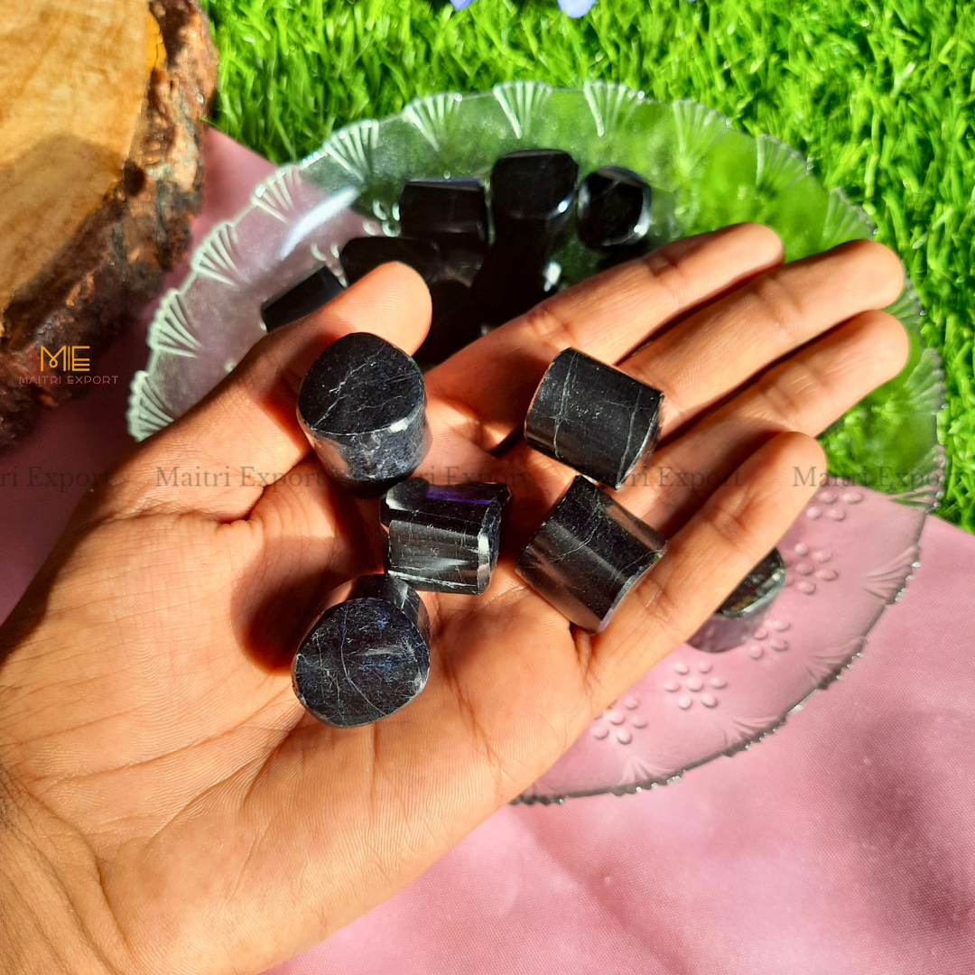 Black Tourmaline Natural Crystal Healing Stone Tumble / Pocket Stone-Maitri Export | Crystals Store