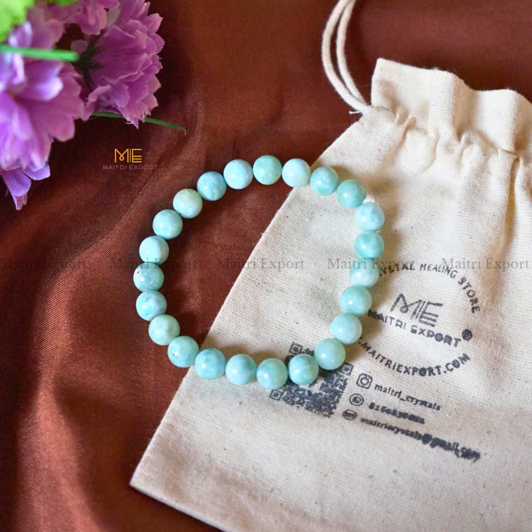 Larimar 8mm Natural Crystal Healing Bracelet-Maitri Export | Crystals Store