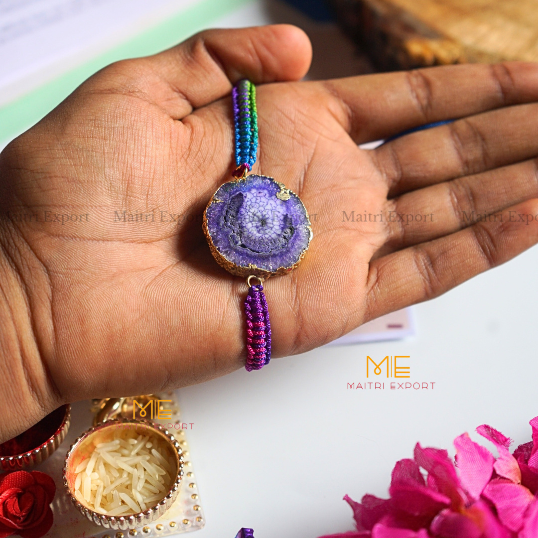 Natural crystal stone agate rakhis-Purple-Maitri Export | Crystals Store