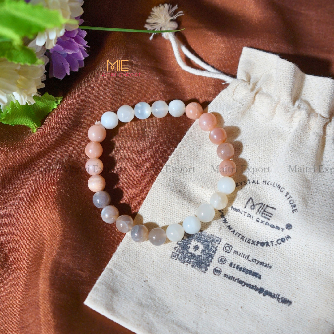 Multi Moonstone 8mm Natural Crystal Healing Bracelet-Maitri Export | Crystals Store