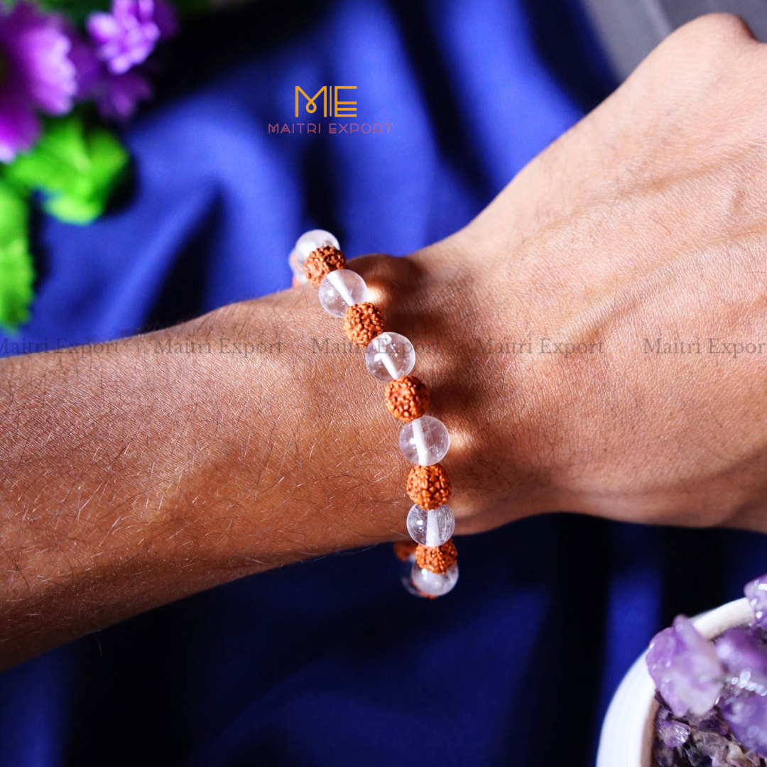 Clear Quartz and Rudraksha Bracelet-Maitri Export | Crystals Store