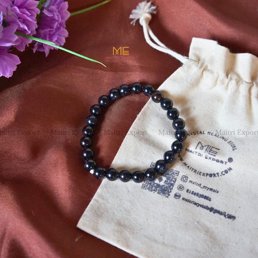 Black Obsidian 8mm Natural Crystal Healing Bracelet-Maitri Export | Crystals Store