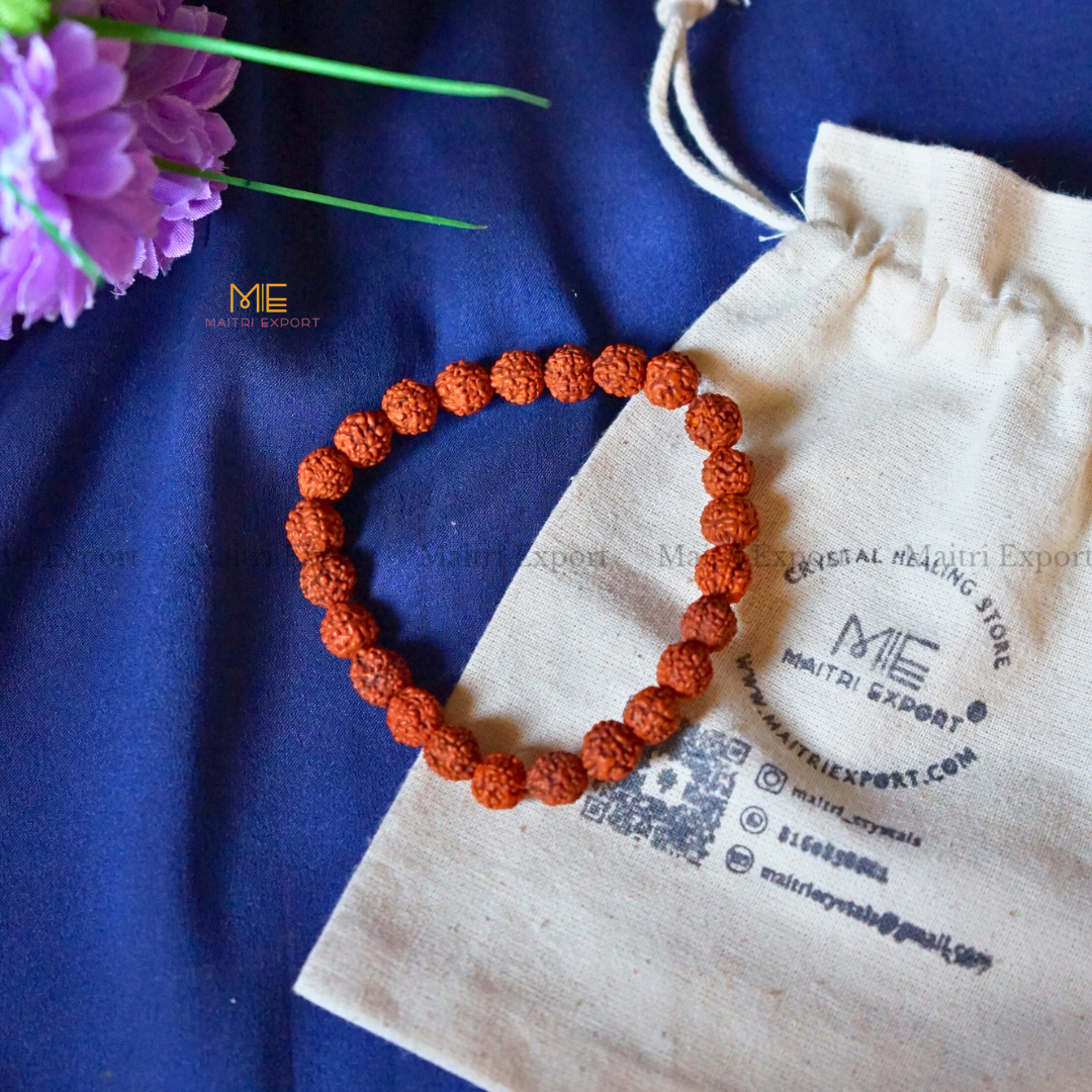 5 Mukhi Rudraksha 8mm bead Bracelet-Maitri Export | Crystals Store