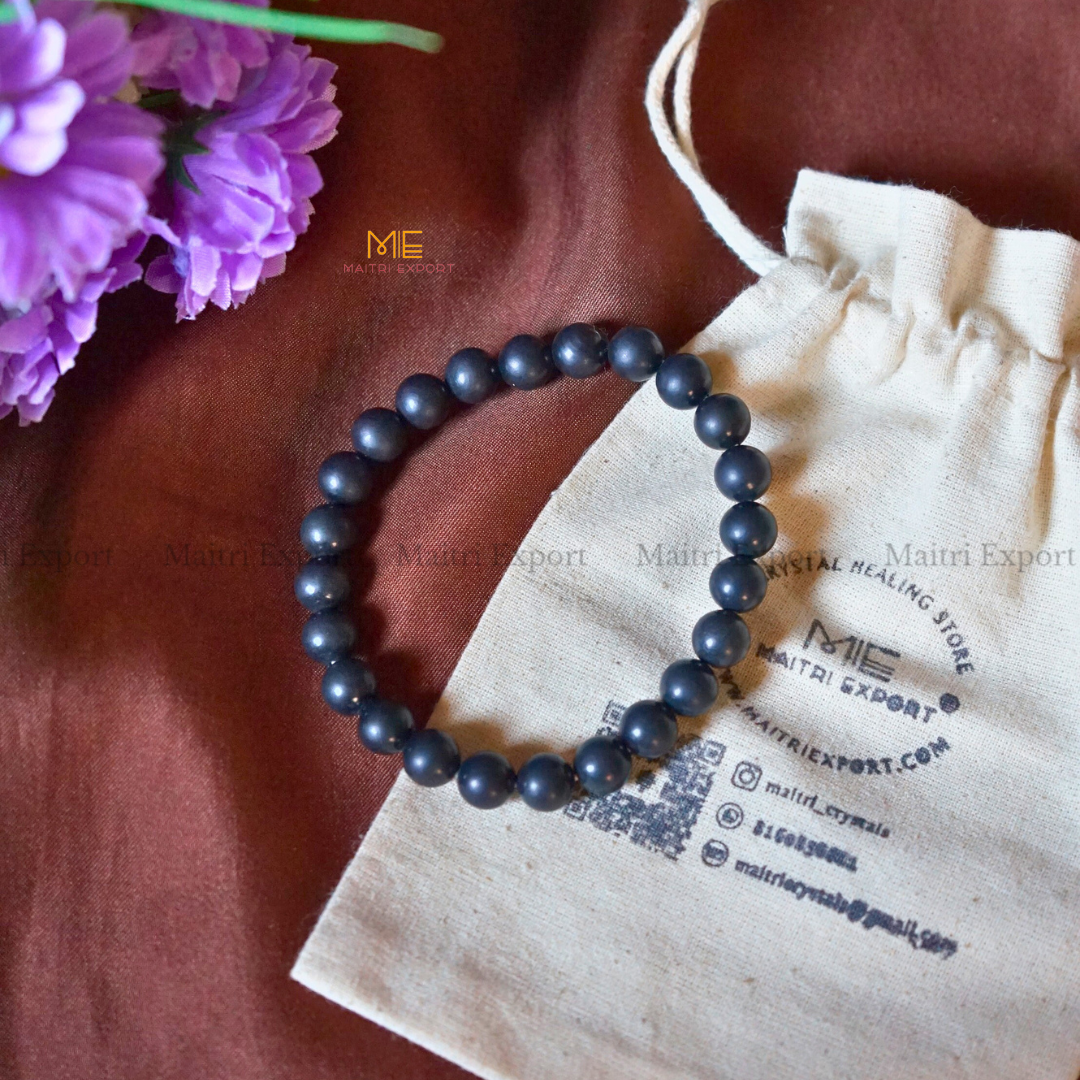 Shungite 8mm Crystal Healing Bracelet-Maitri Export | Crystals Store