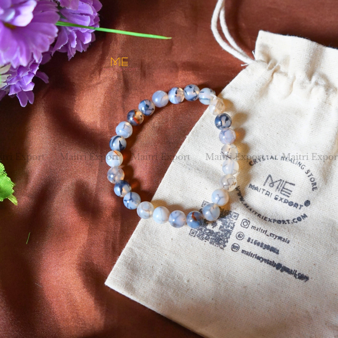 Dragon Vein Agate 8mm Natural Crystal Healing Bracelet-Maitri Export | Crystals Store