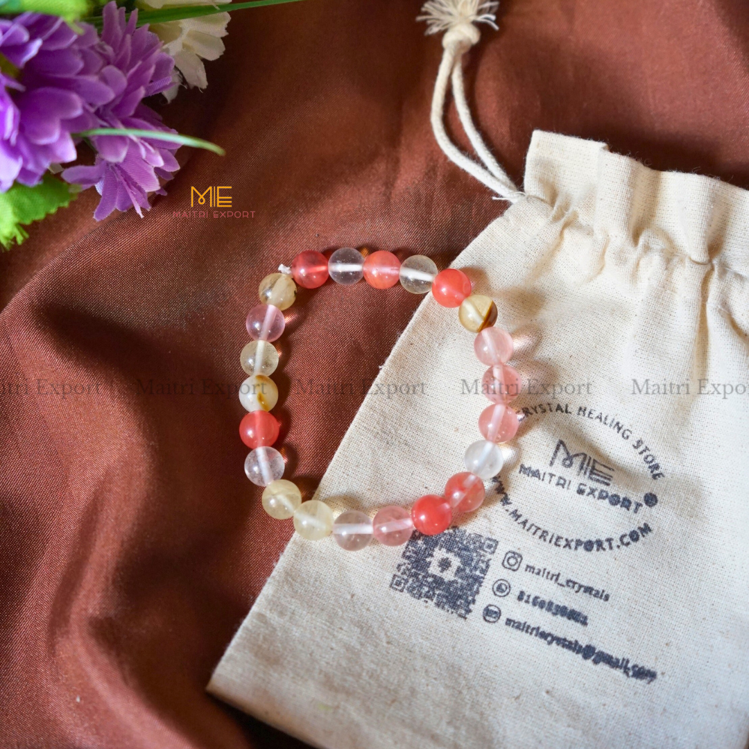 Cherry Quartz 8mm Crystal Healing Bracelet-Maitri Export | Crystals Store