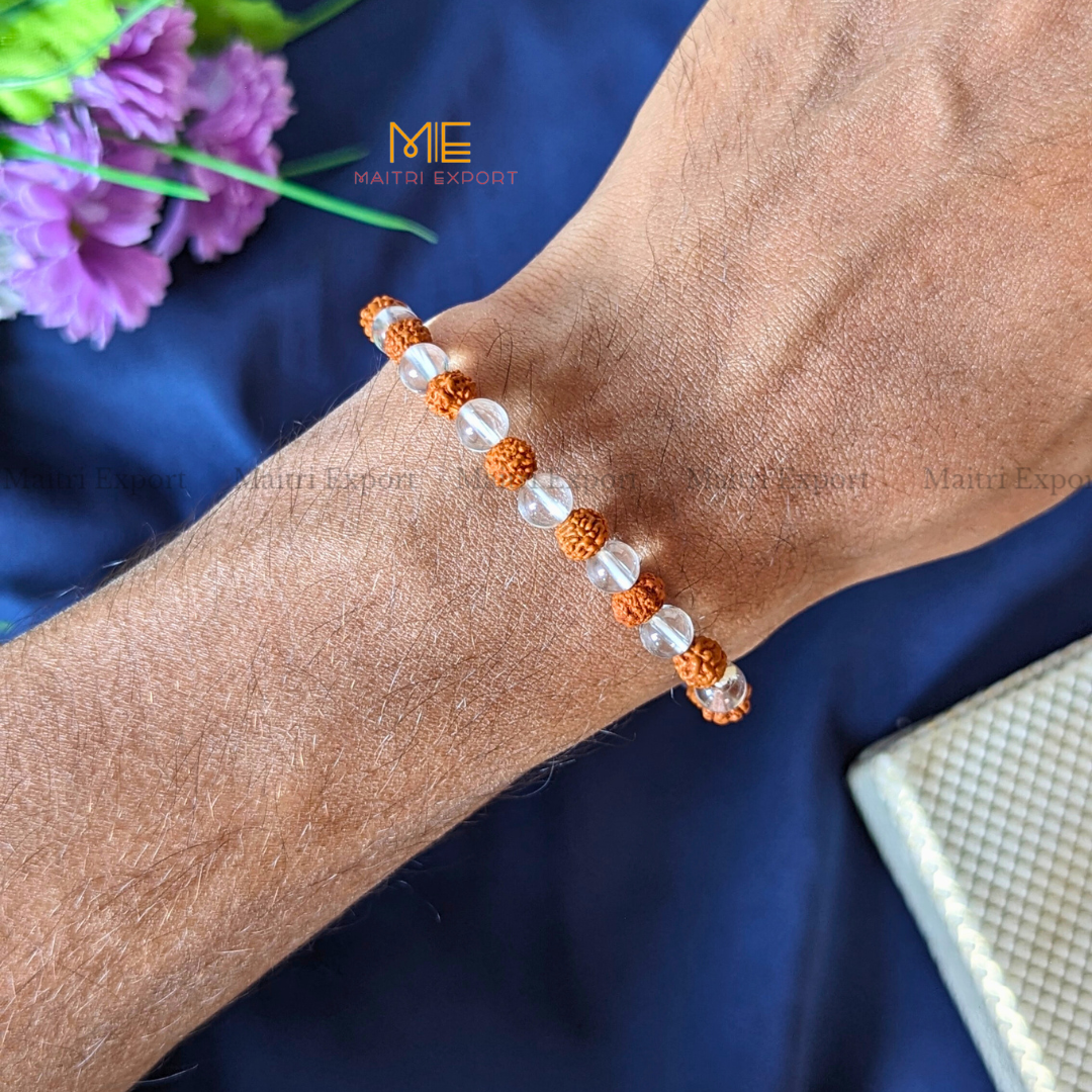 Clear Quartz and Rudraksha Bracelet-Maitri Export | Crystals Store