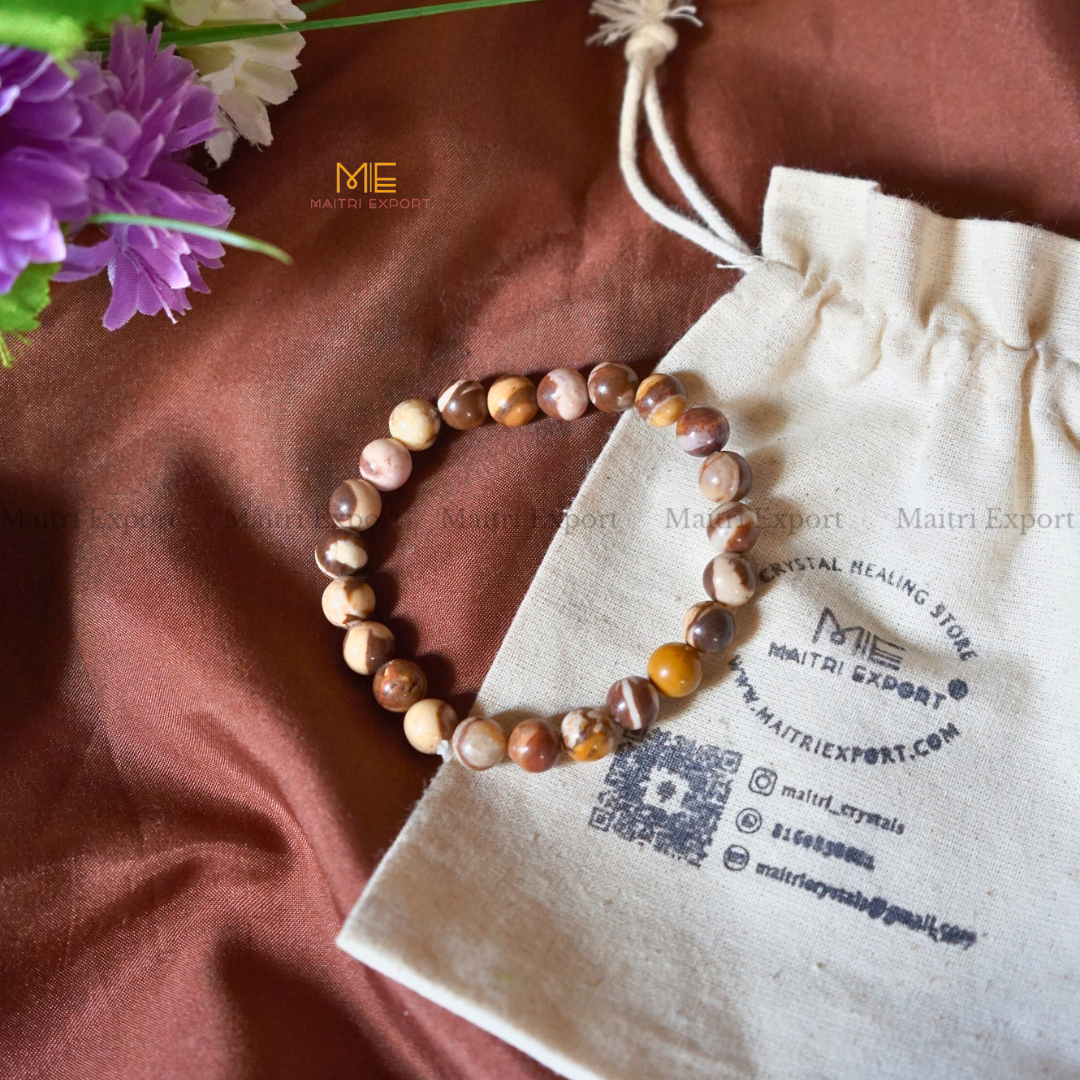 Brown Zebra Jasper 8mm Natural Crystal Healing Bracelet-Maitri Export | Crystals Store