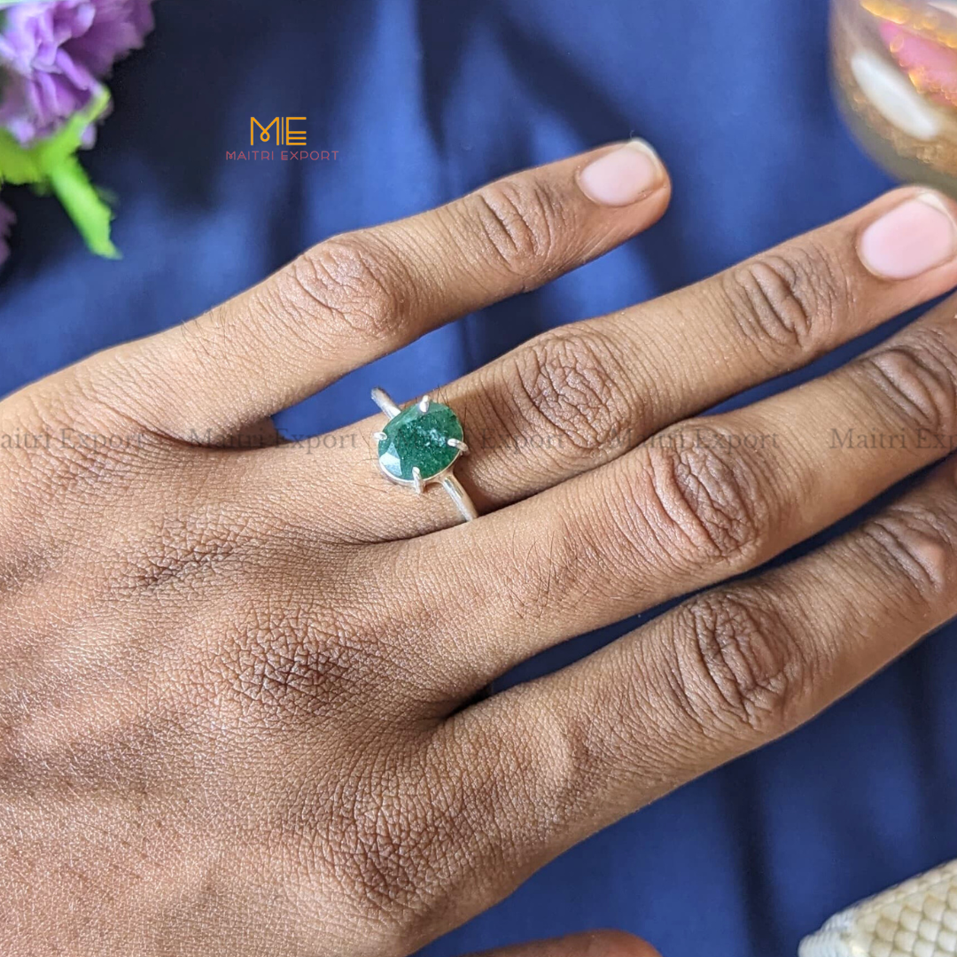 Natural Healing Crystal Stone Oval Faceted Gem quality Ring ( Rhodium polish, Anti tarnish )-Maitri Export | Crystals Store
