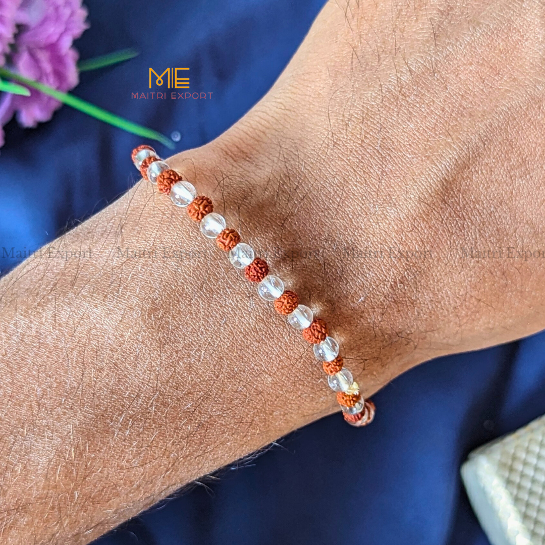 Clear Quartz and Rudraksha Bracelet-Maitri Export | Crystals Store