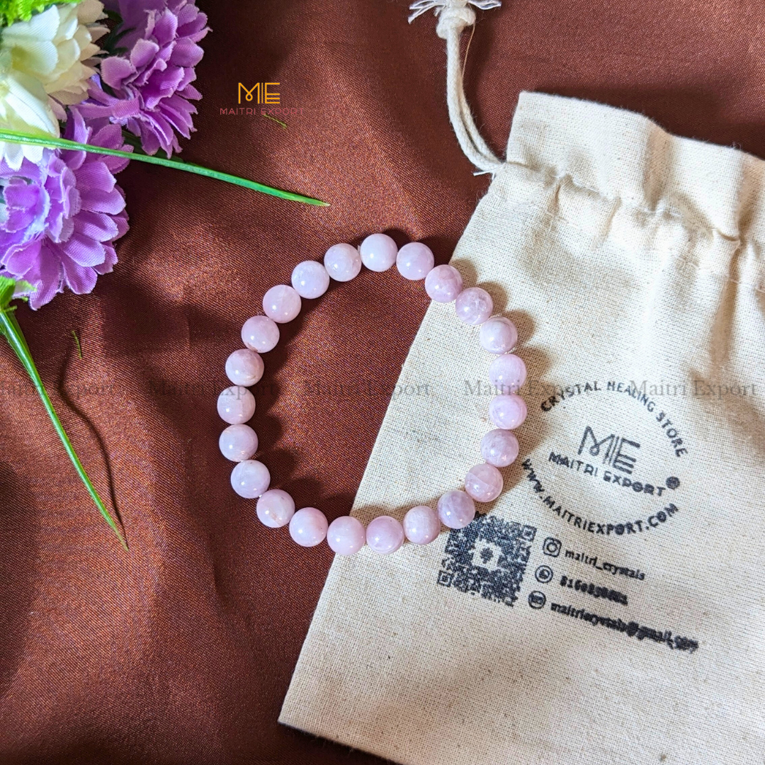 Kunzite 8mm Natural Crystal Healing Bracelet-Maitri Export | Crystals Store
