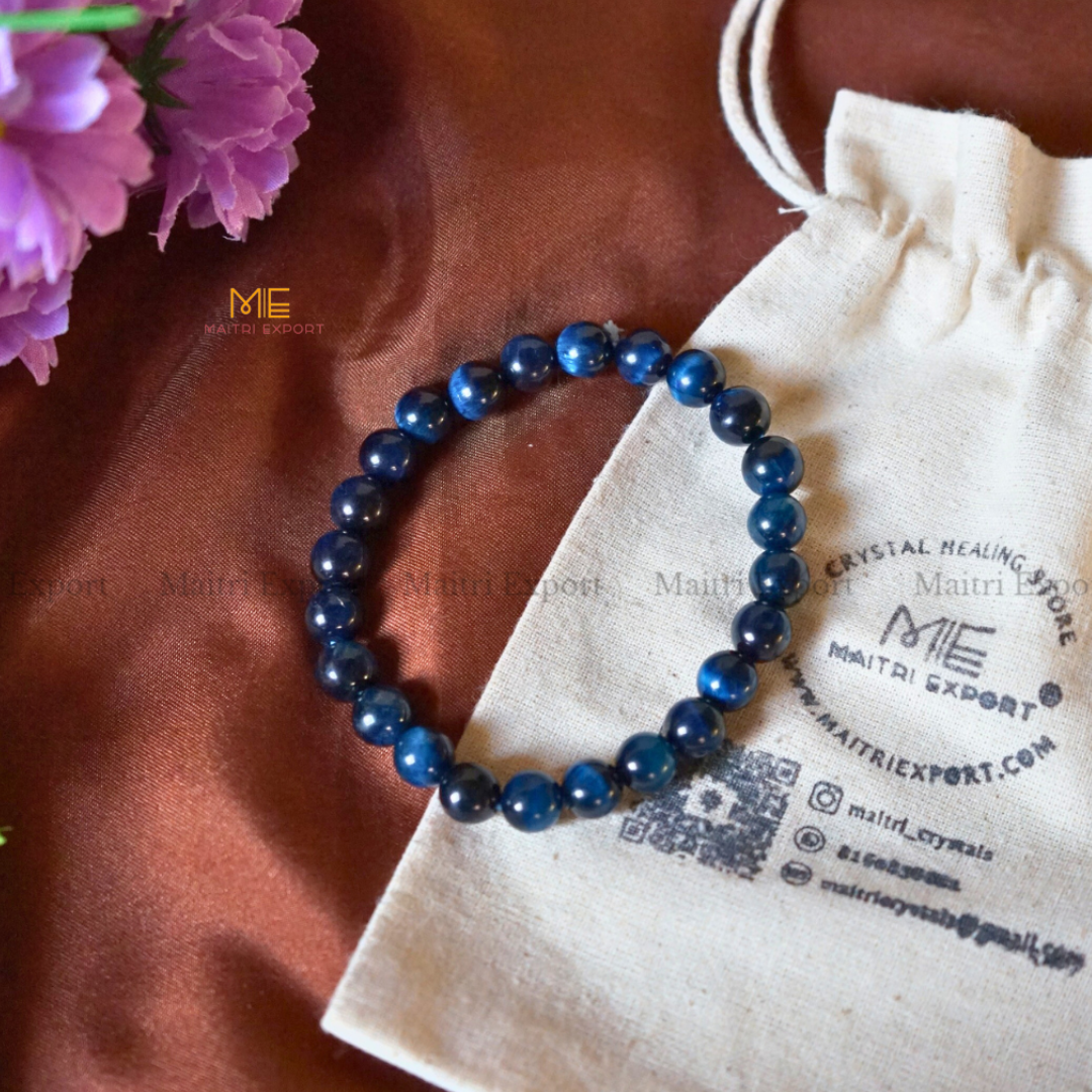 Blue Tiger Eye 8mm Natural Crystal Healing Bracelet-Maitri Export | Crystals Store