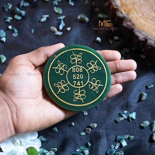 Green Jade with Zibu Symbol Plate-Maitri Export | Crystals Store