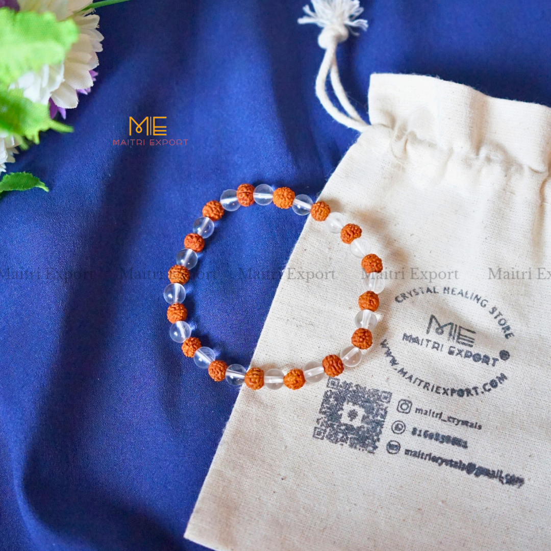 Clear Quartz and Rudraksha Bracelet-Maitri Export | Crystals Store