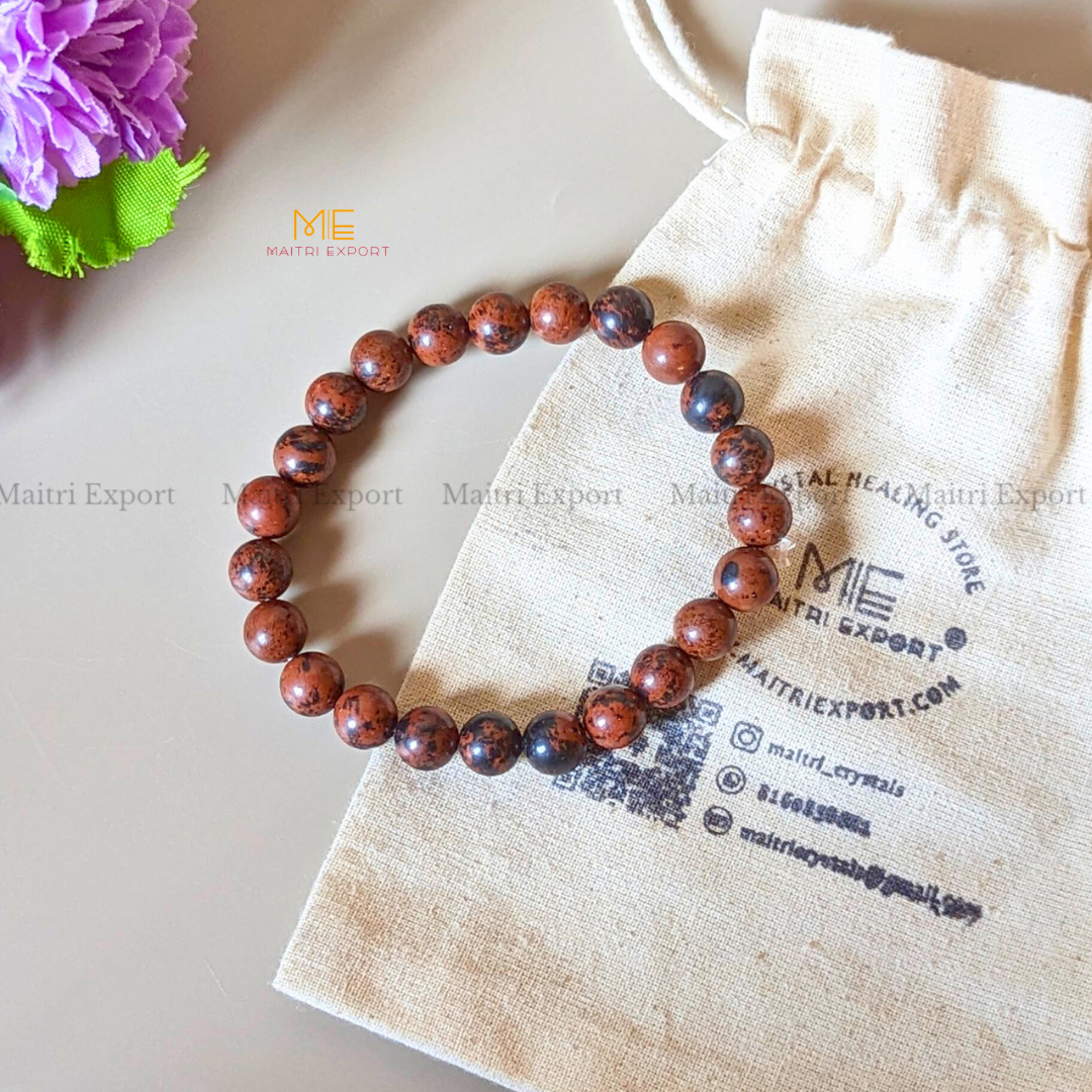 Mahogany Obsidian 8mm Natural Crystal Healing Bracelet-Maitri Export | Crystals Store