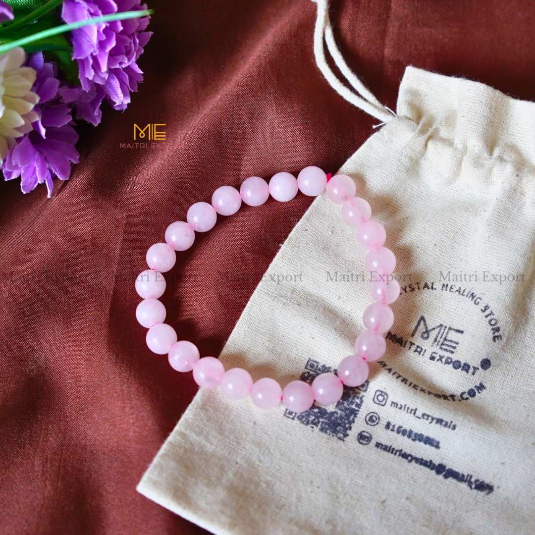 Rose Quartz Natural Crystal Healing Bracelet-Maitri Export | Crystals Store