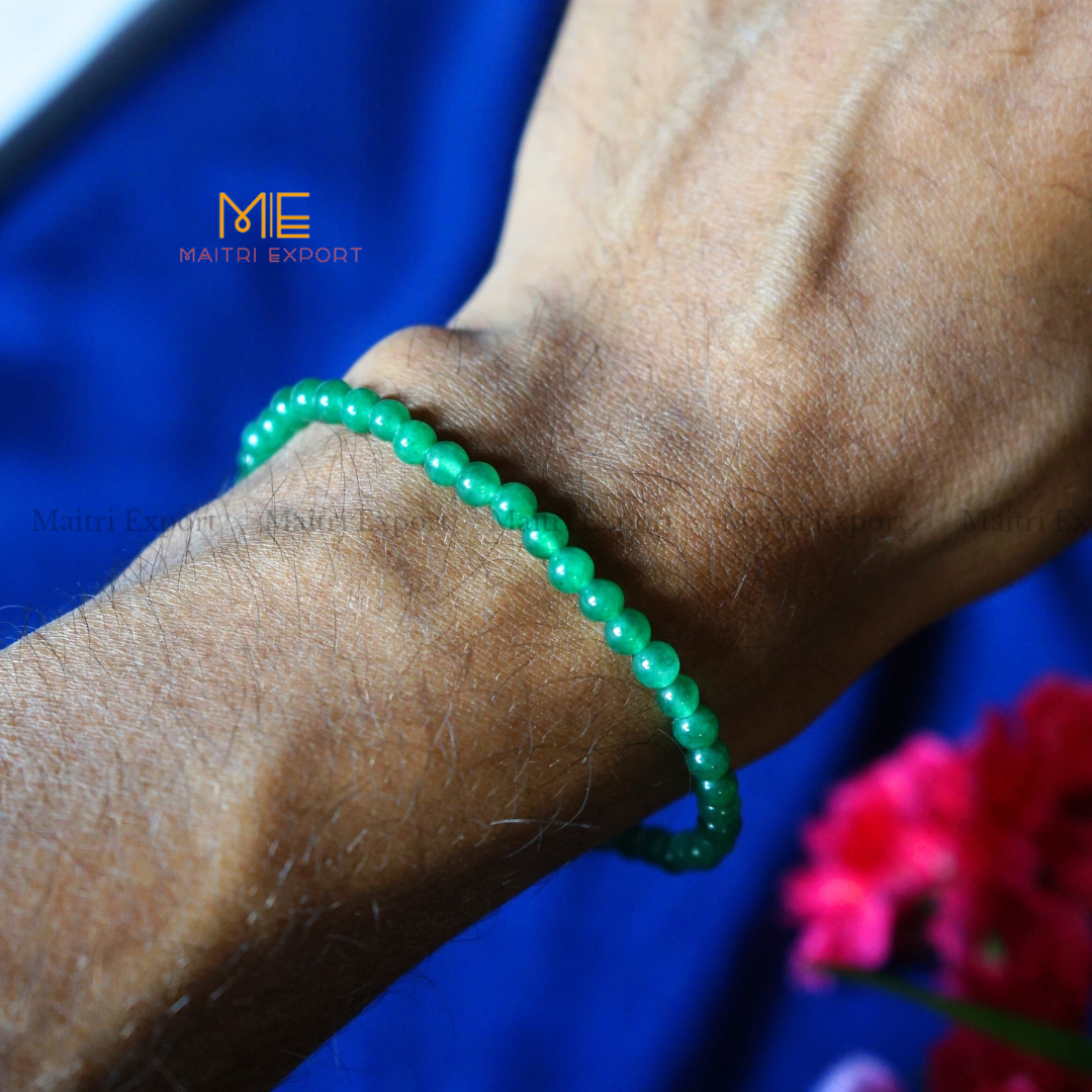 Green Jade Natural Crystal Healing Bracelet-4mm-Maitri Export | Crystals Store