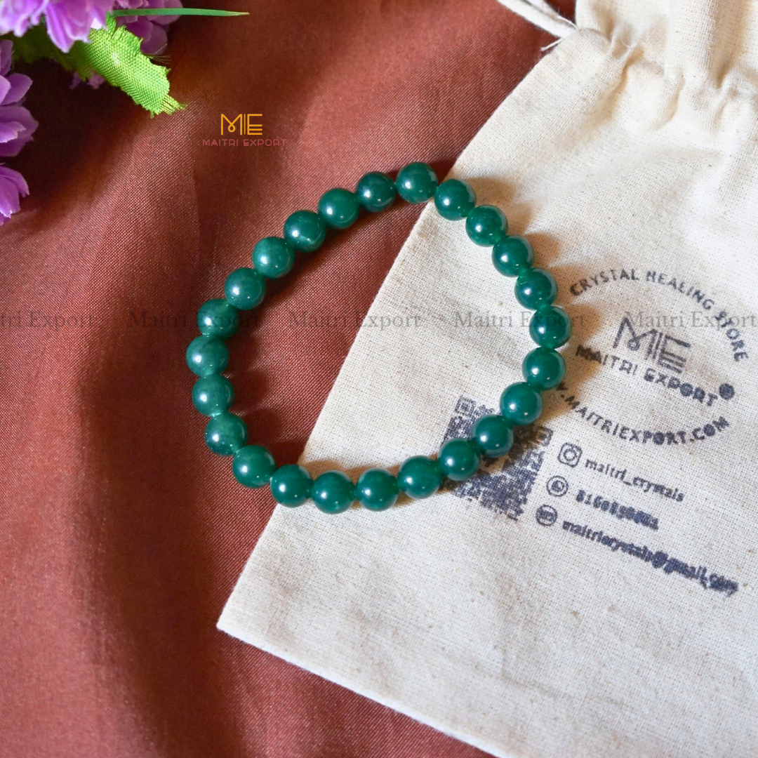 Green Jade Natural Crystal Healing Bracelet-Maitri Export | Crystals Store