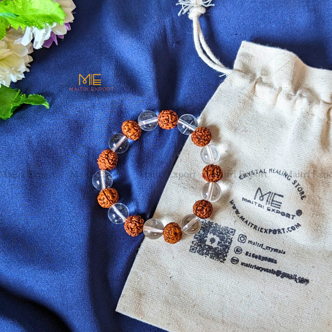 Clear Quartz and Rudraksha Bracelet-Maitri Export | Crystals Store