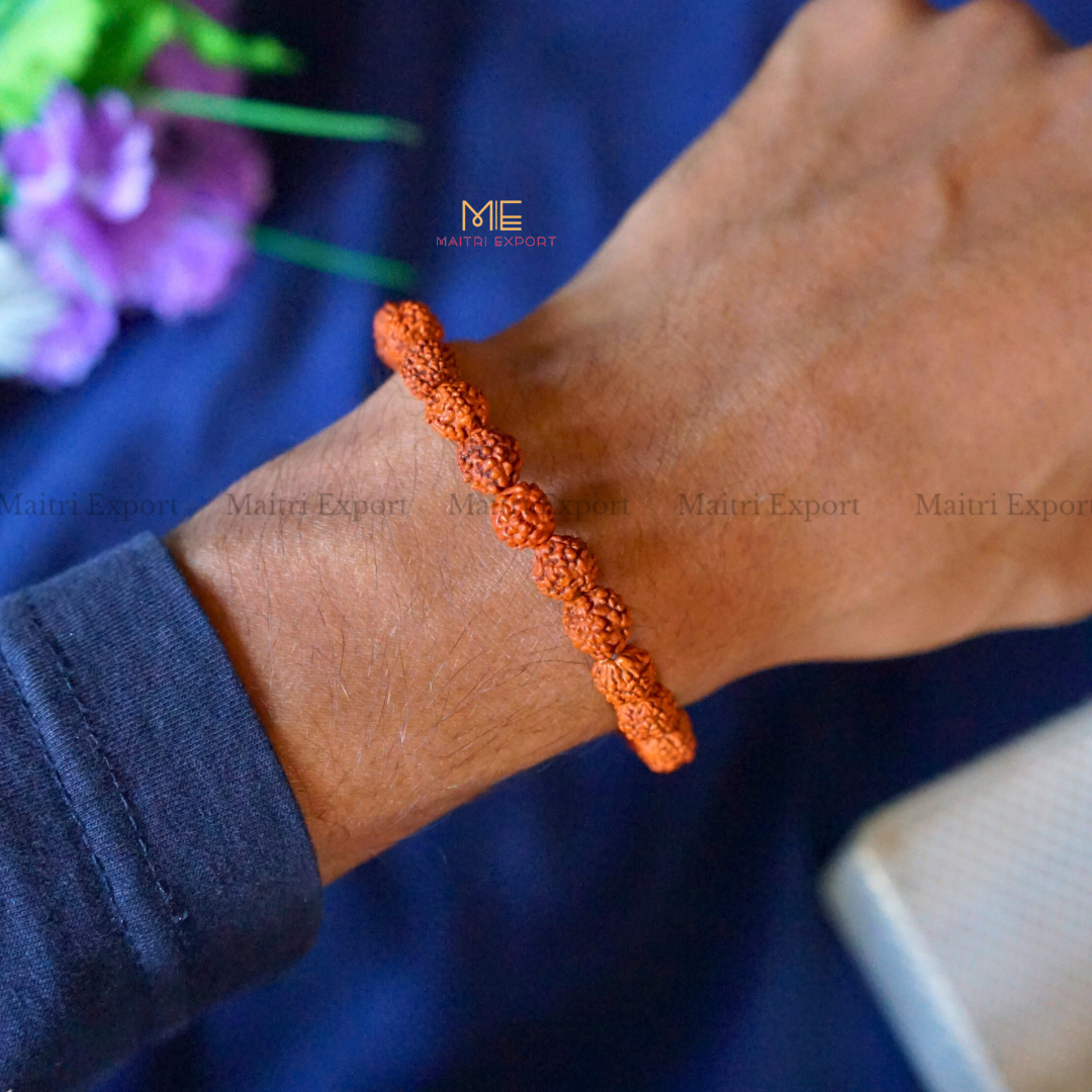 5 Mukhi Rudraksha 8mm bead Bracelet-Maitri Export | Crystals Store